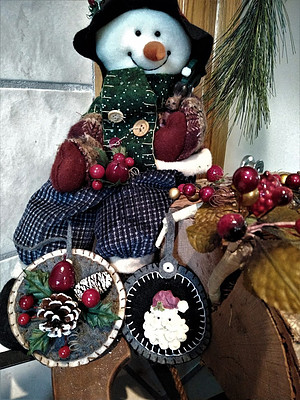 Snowman and Chrismas felt ornaments