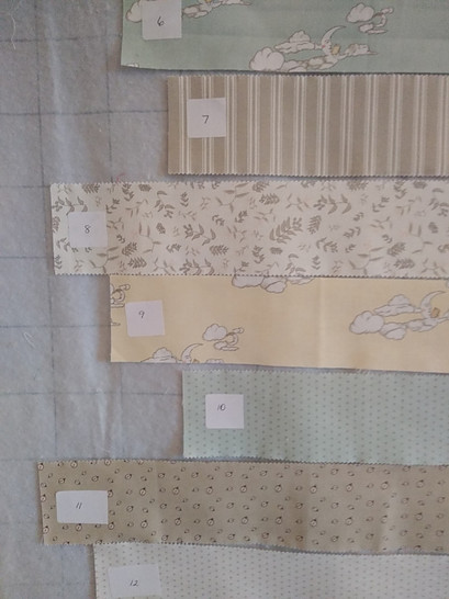 Numbered fabric strips used to make a quilt top