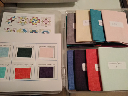 Organization system using labels and fabric swatches for summer sampler 2020 quilt top