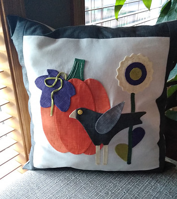 Autumn love by Lori Holt applique pillow