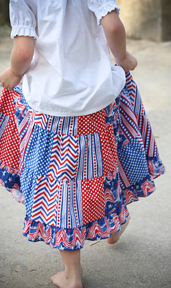Red, white and blue patchwork skirt made by JoyfullySewnDesigns