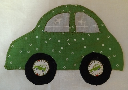 Green fabric car applique