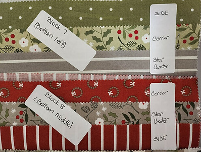 Avery address labels used tolabel and organize Christmas themed fabrics