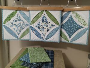 Quilted Cathedral panels using Nantucket Summer fabric
