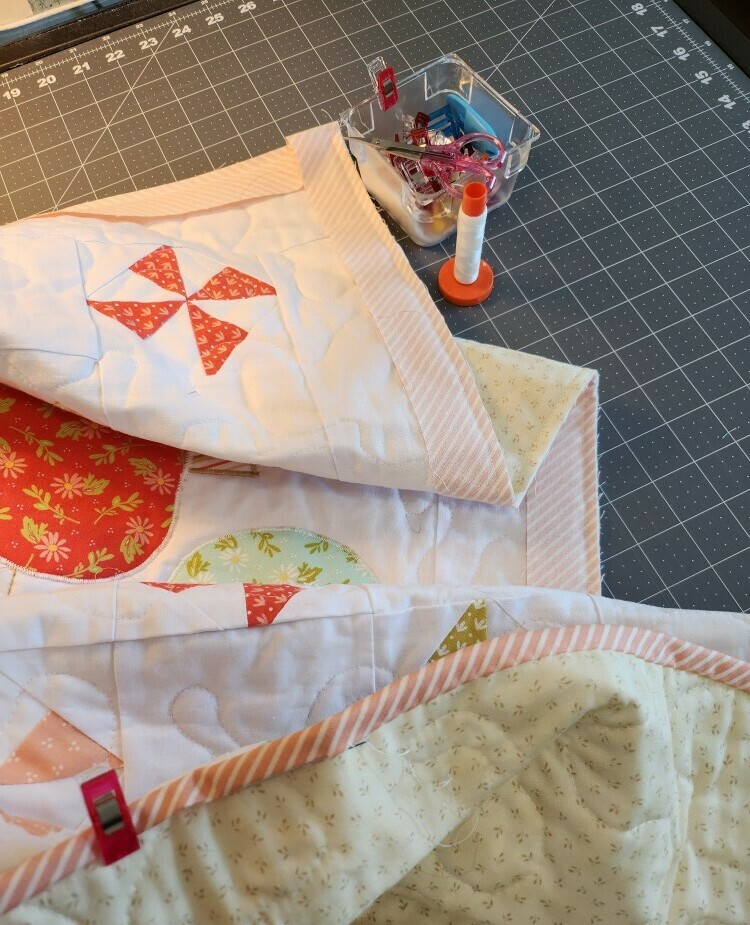 Attaching binding on recent baby quilt