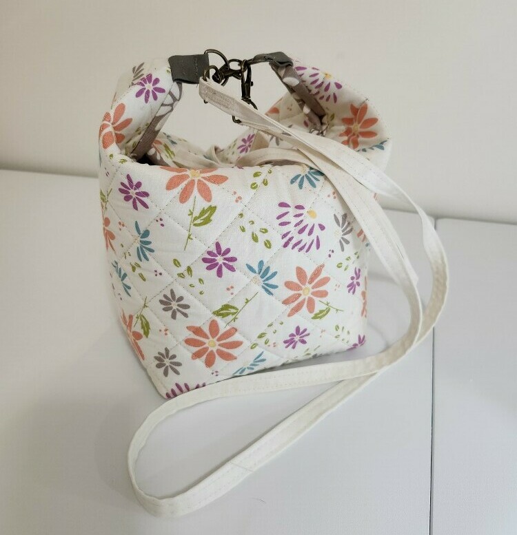 Boxy bag with hooks and shoulder strap