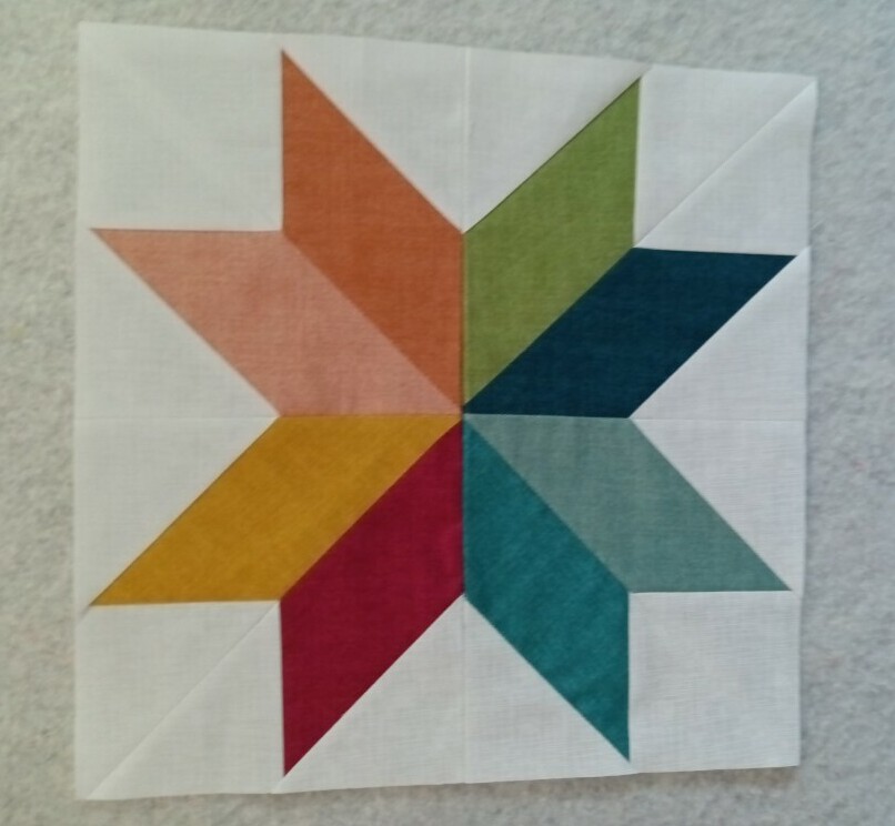 Multi colored star quilt block