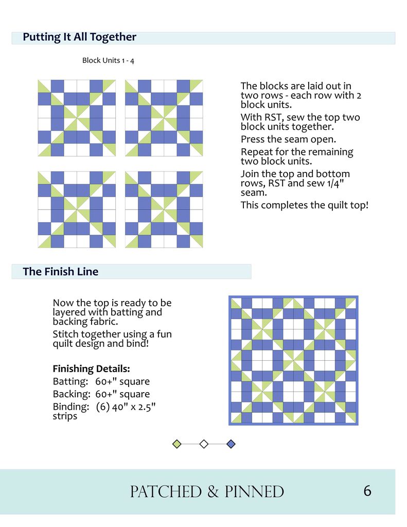 Final page of written quilt pattern instructions